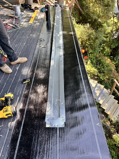 Custom stainless pan drain on lakeside deck, Kelowna BC