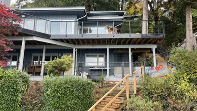 Both levels of the custom lakefront deck, Kelowna Okanagan