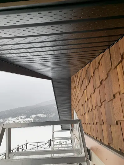 Soffit meeting shake siding detail, Okanagan