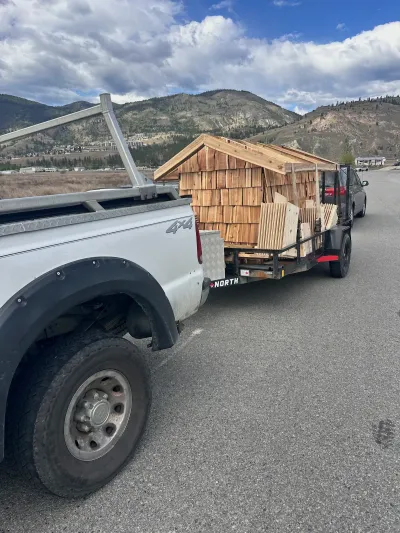 Completed bat condo loaded on the trailer ready for transport to Penticton Channel Parkway